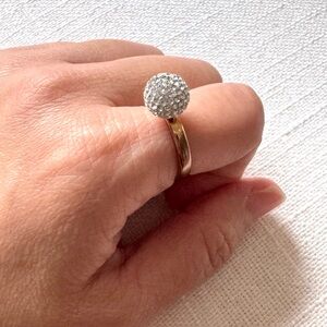 Folli Follie Rose Gold Plated Pavé Crystal Sphere Ring Size 7